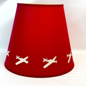 Red Slip-Uno Fitter Lamp Shade with Airplanes Cutouts 9.5 x 6.5 x 11" Children